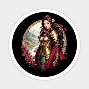 Korean Princess Warrior Woman retro vintage floral design Magnet